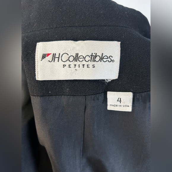 Vintage JH Collectibles Petites Double-Breasted Wool Blazer Black Size 4P - Picture 8 of 13